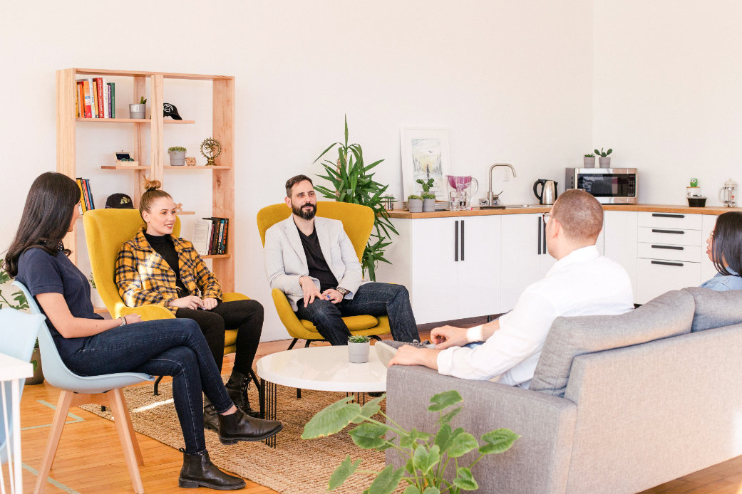 Young women in a meeting with investors