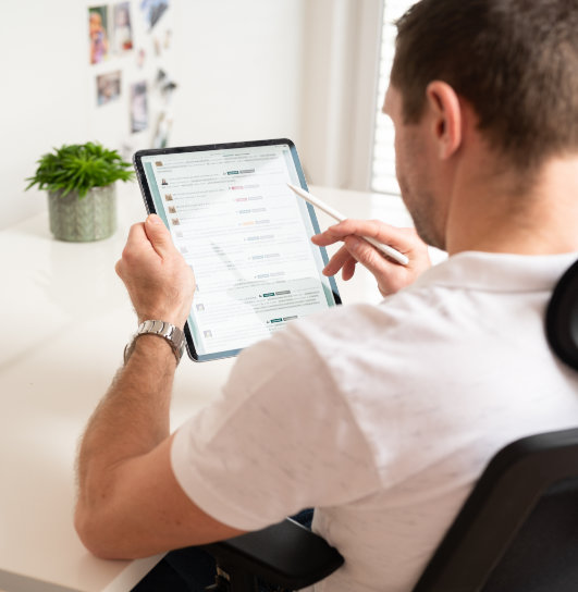 User using WorkVector on iPad.