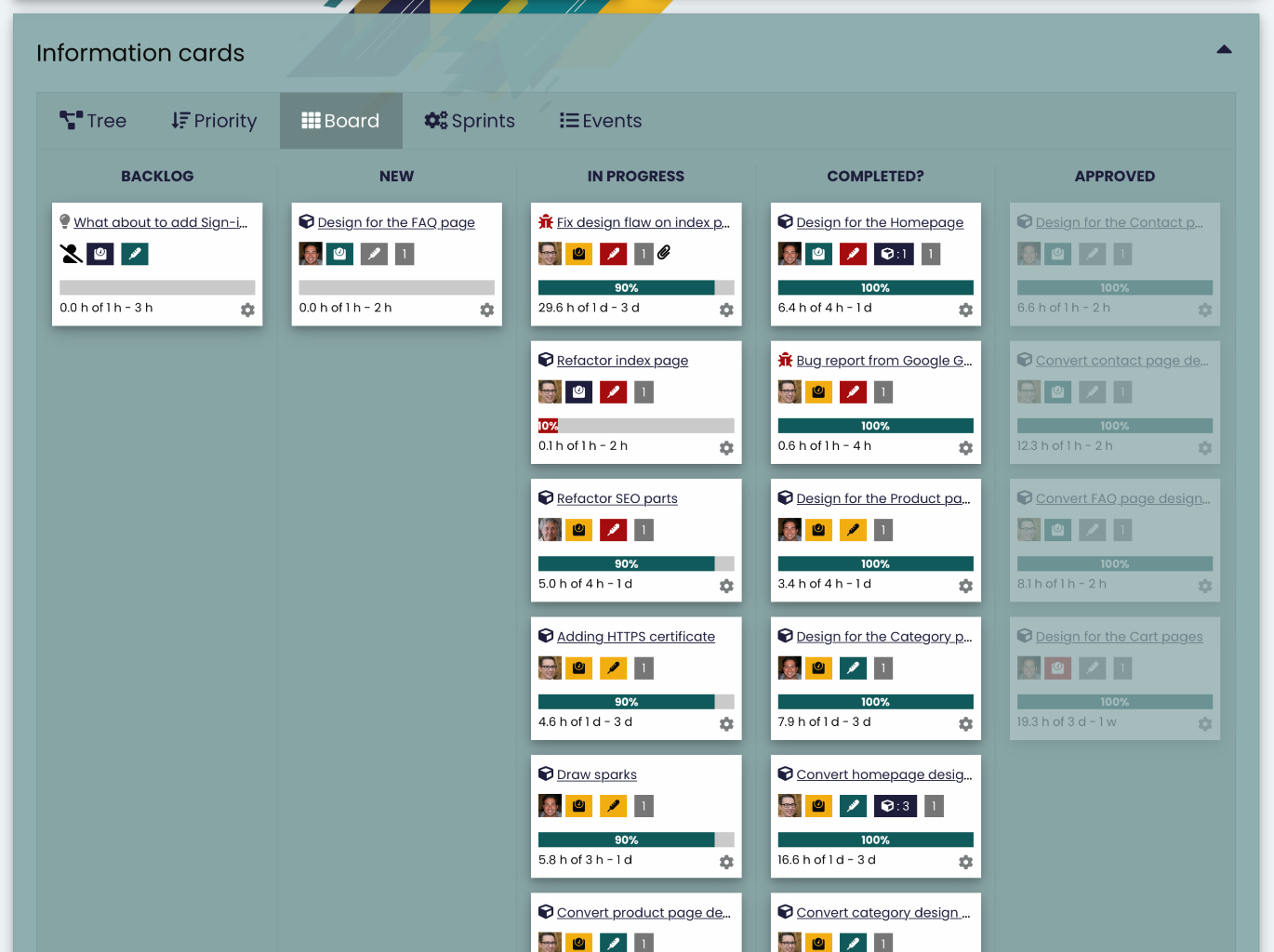 View an overview of tasks and their status